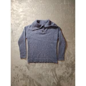 Talbots Small Blue Shawl Collar Knit Sweater Button Detail Academia Quiet Luxury